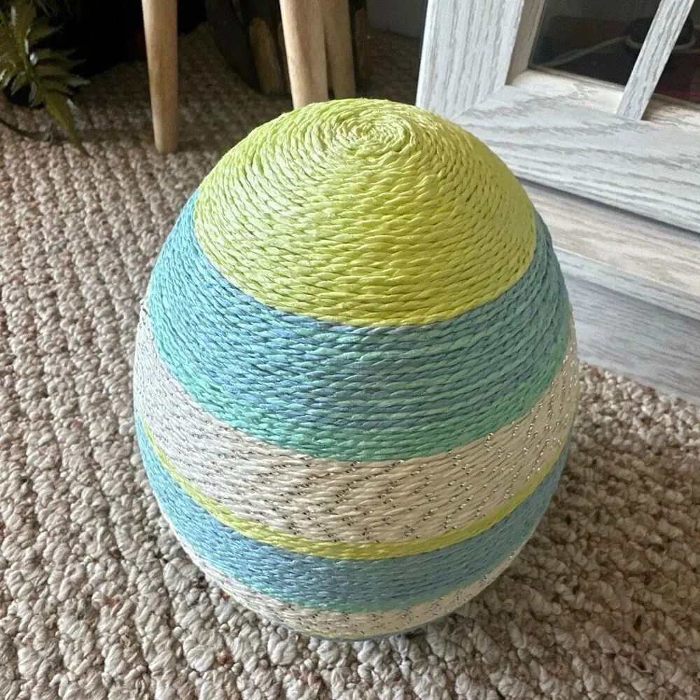 9.5” green & blue striped Easter egg